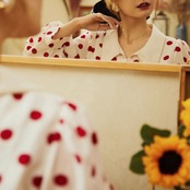 Retro Polka Dot Chiffon Shirt Long Sleeve Top 5187