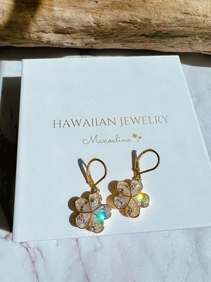 【Clear】Plumeria 5Arank Zirconia Hawaiianjewelry(【クリア】ハワイアンジュエリー最高級ランクジルコニア、プルメリアピアス、イヤリング)