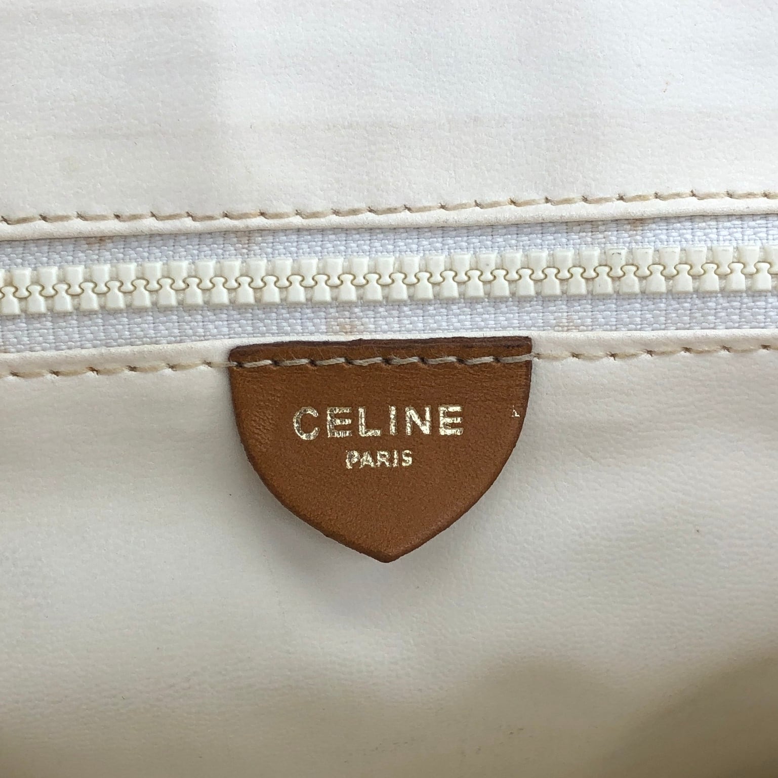 CELINE セリーヌ マカダム ハンドバッグ ホワイト ブラゾン型押し PVC