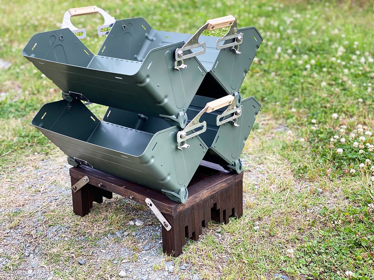 Snow Peak シェルフコンテナ25 2台　専用天板 1枚　取手 2セット　スタンド 1脚　フルカスタム