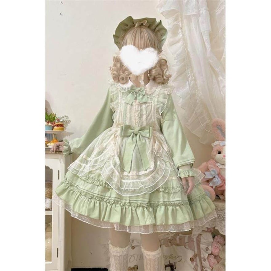 甘ロリ ワンピース 豪華レース×フリル ミントグリーン 初心者向け