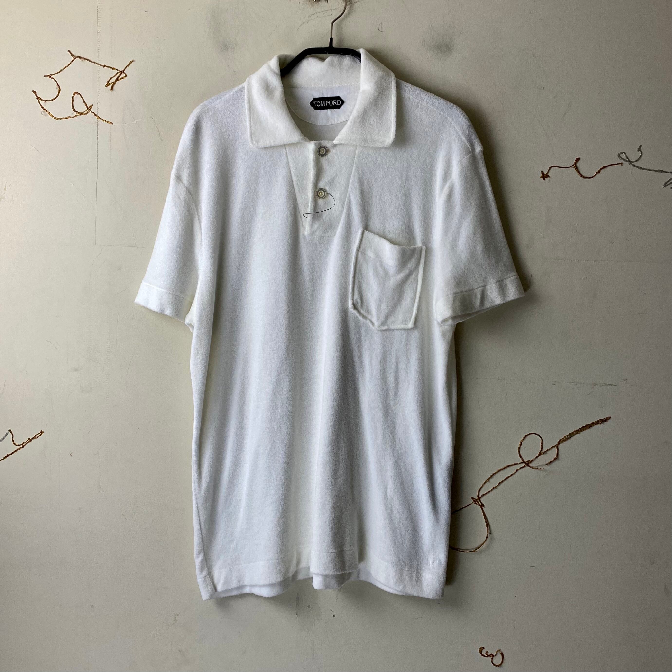 TOM FORD white pile polo shirt | NOIR ONLINE