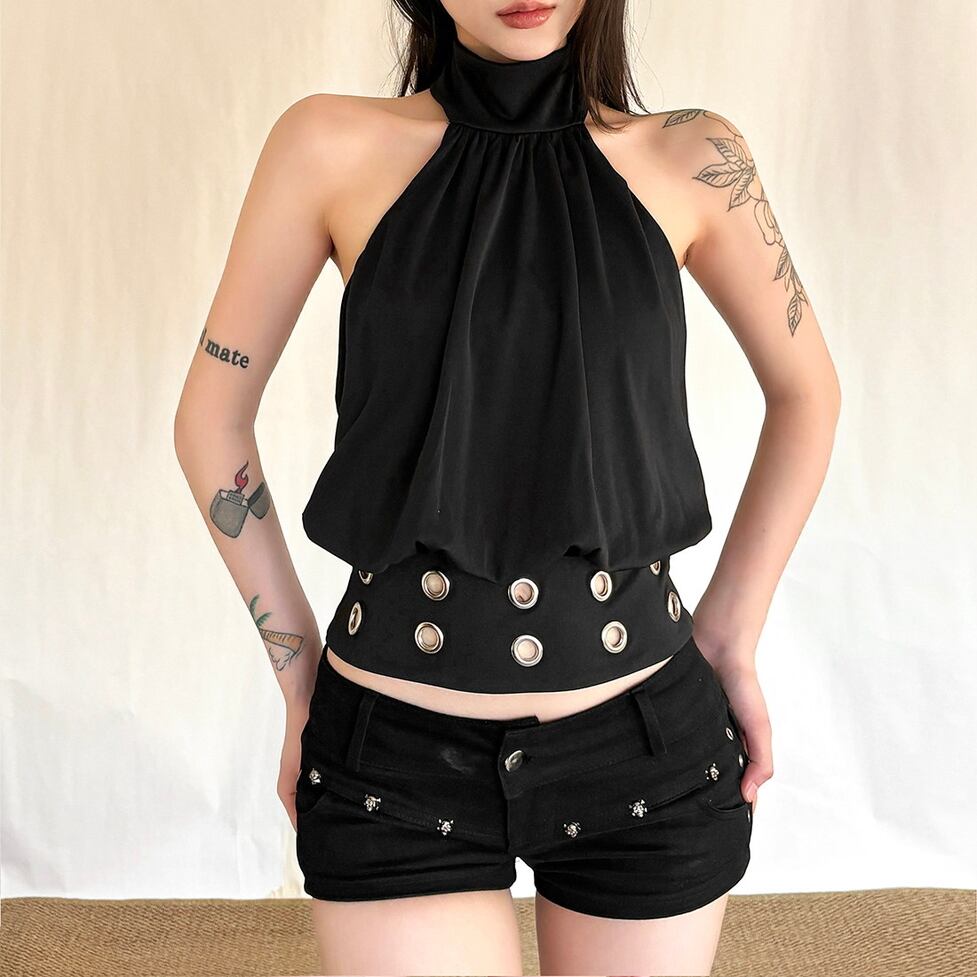 halter neck cropped tops / l0671