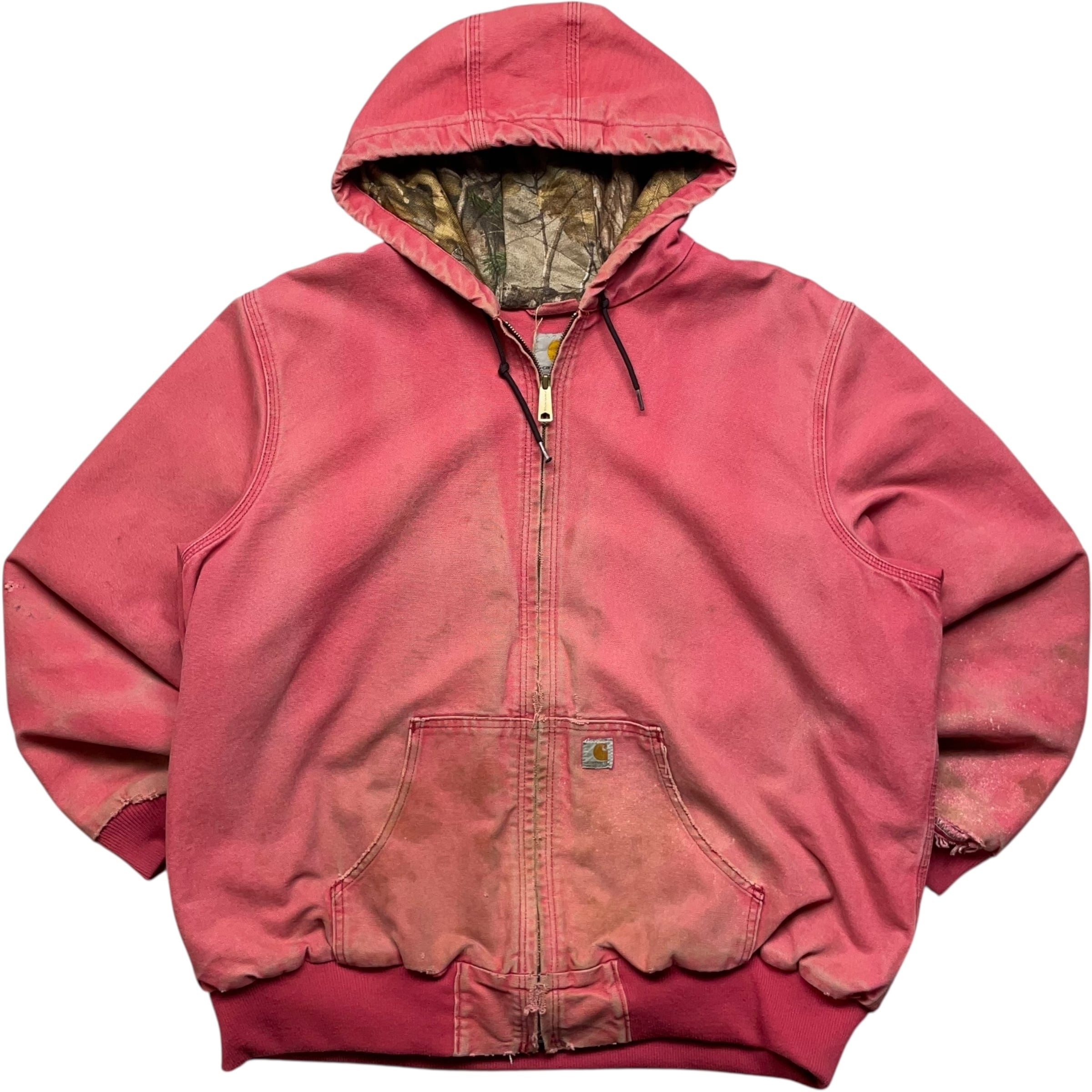 《XXL》Carhartt カーハート 希少 アクティブジャケット ダックジャケット フェード リアルツリー ダメージ ピンク no.9162