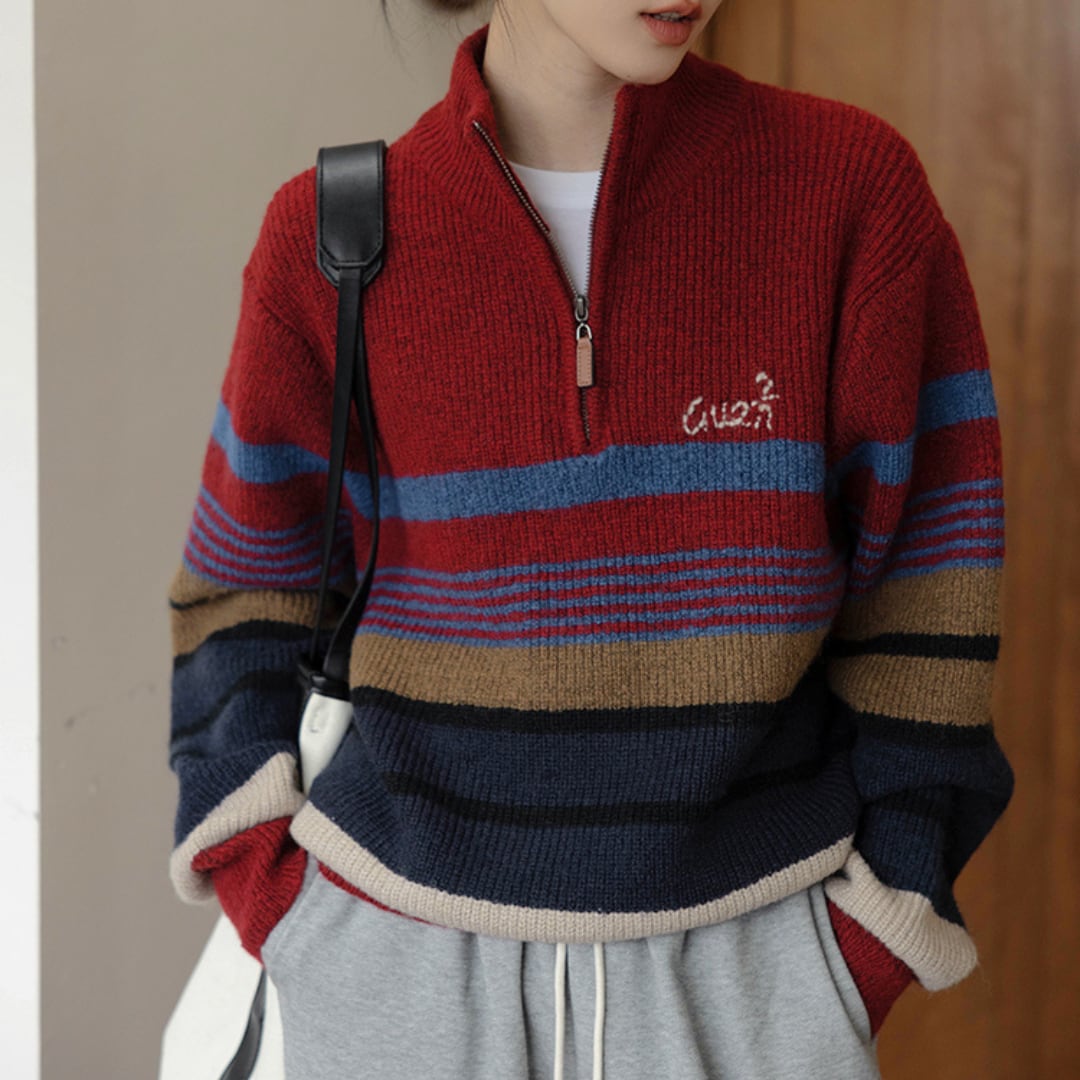 high quality sweater with red stripes