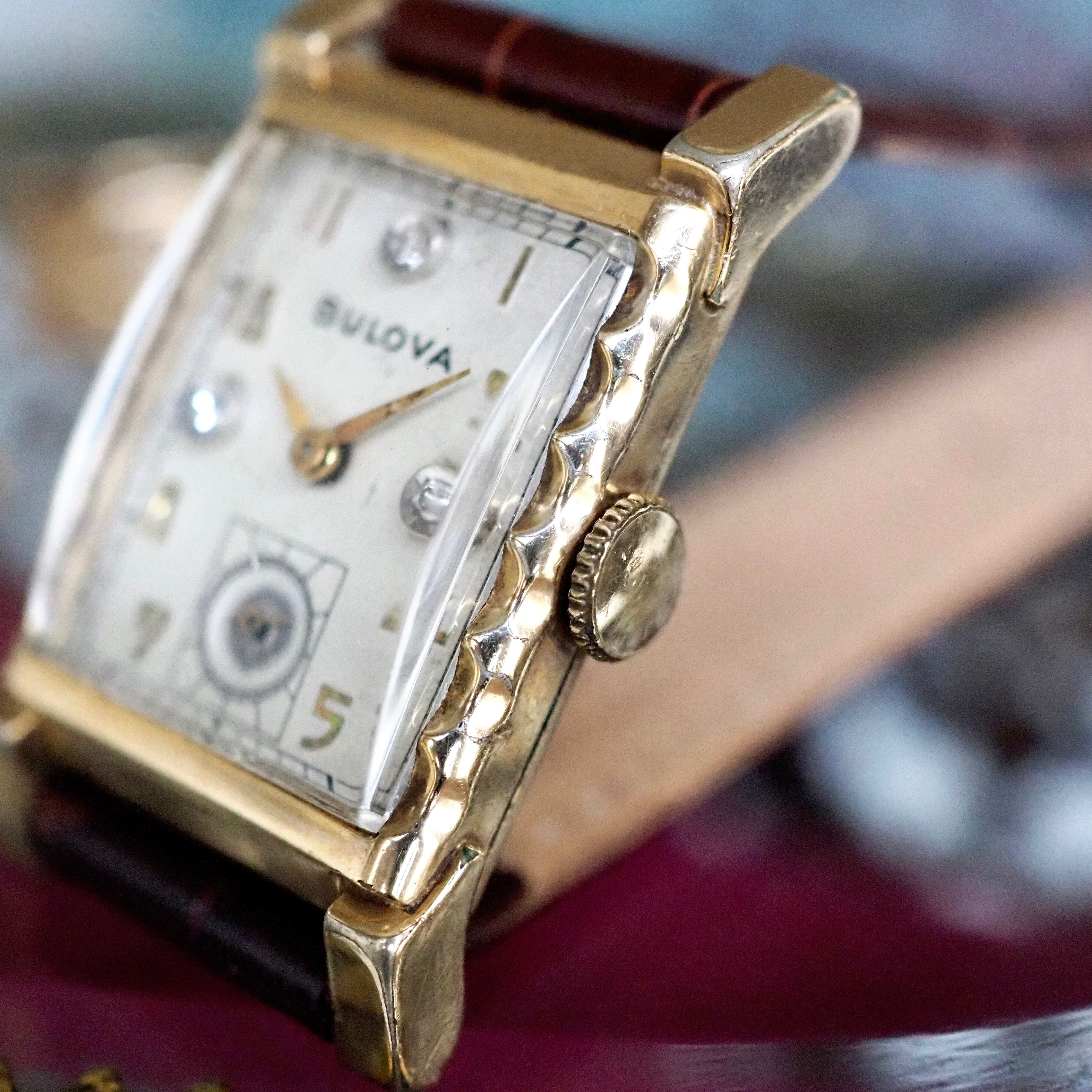 BULOVA ブローバ 角金 ダイヤ付 アンティーク時計 1940年代 | Plumage