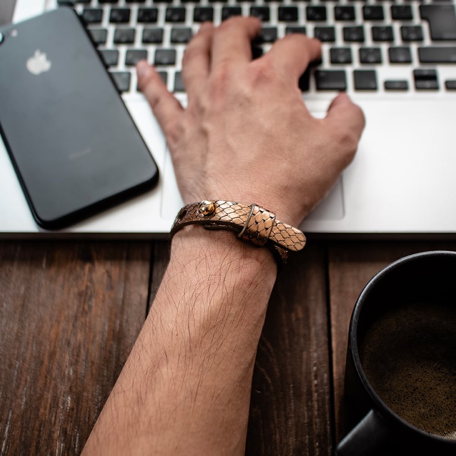 本パイソン革ブレスレット Python Leather Bracelet | crambox creating