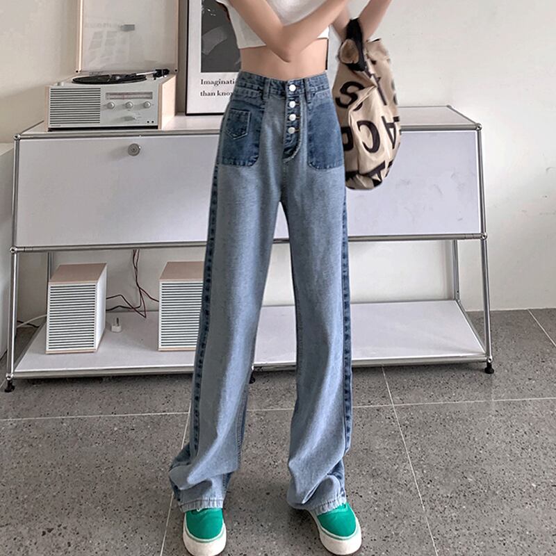 ロングパンツ サマーハイウェストウェストジーンズ ルーズ 夏物 スーパーモール69224678721