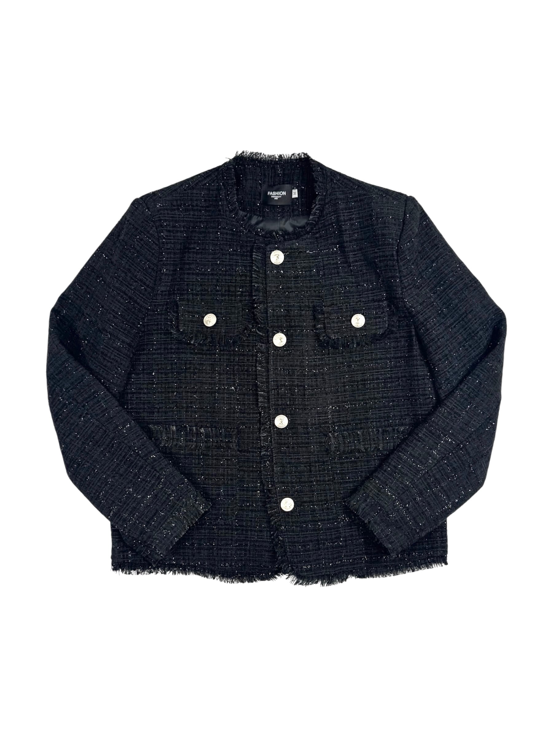 韓国風 メンズ ブラック チェストボタンツイードジャケット デザインalude ALUDE SELECT】elegant lame tweed jacket(2color) | 【ALUDE