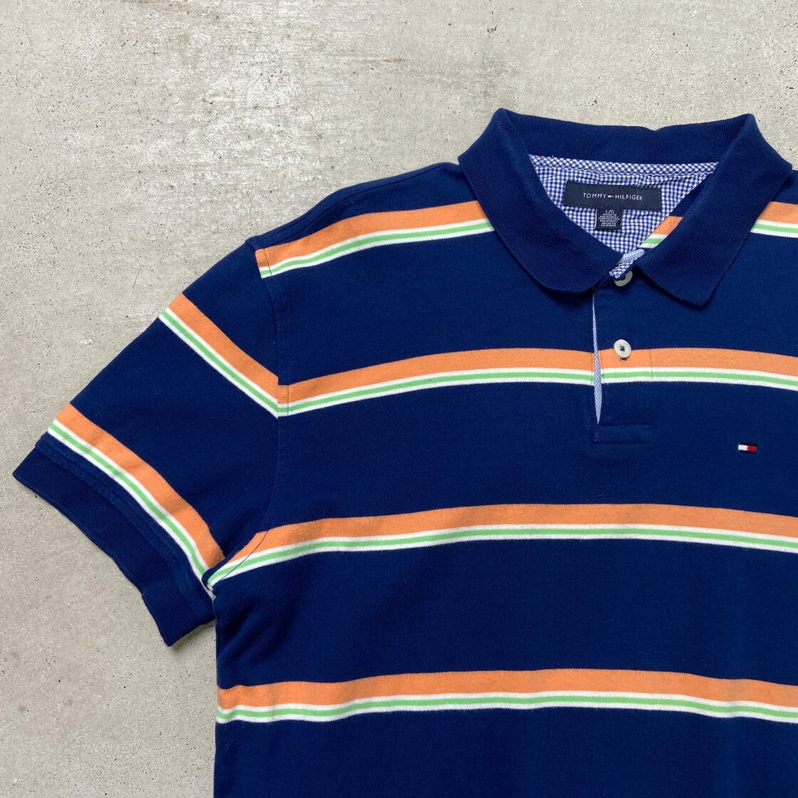 TOMMY HILFIGER トミーヒルフィガー ボーダー ポロシャツ メンズL 古着 