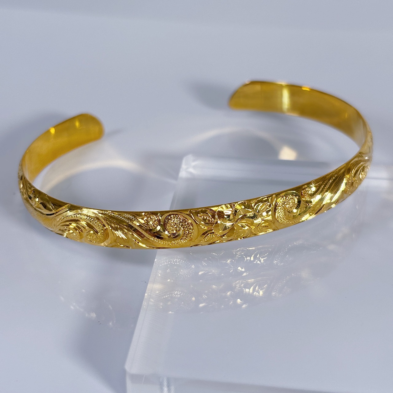 [Lsize]Plumeria Feather Bangle –Gold-