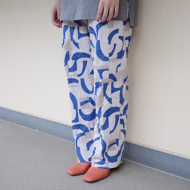 Blue Abstract Printed Pants