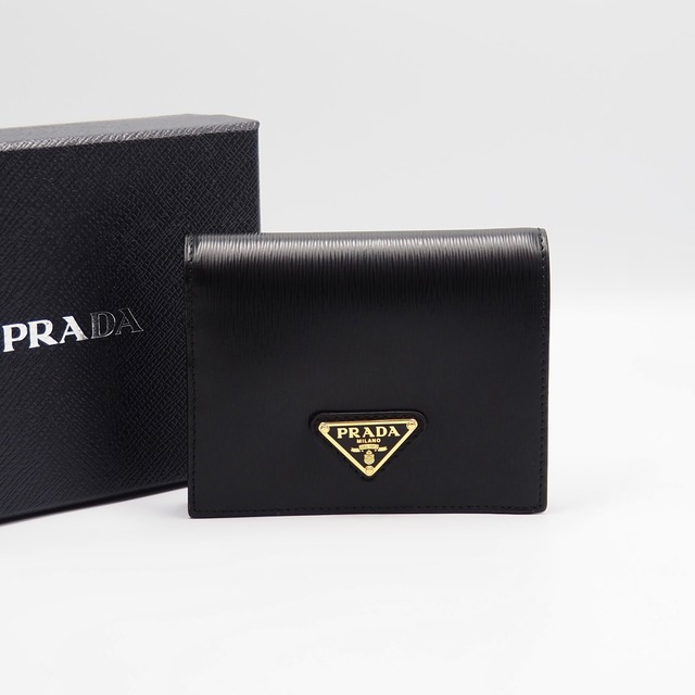 3/14掲載 PRADA ヴィッテロムーブ トライアングル ウォレット 財布 レザー ブラック プラダ