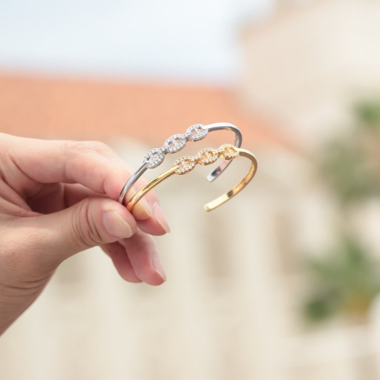 18kgp zirconia anchor bangle VB5-87 | VERIELA