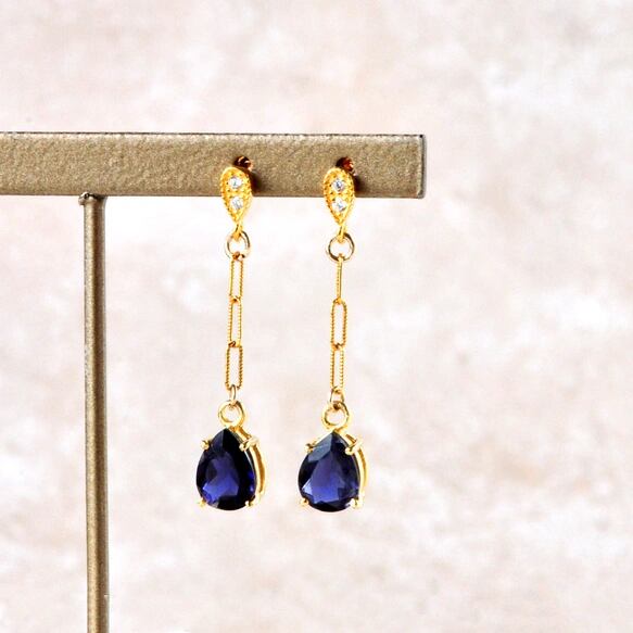 Iolite Lumière アイオライト スタッドピアス14kgf