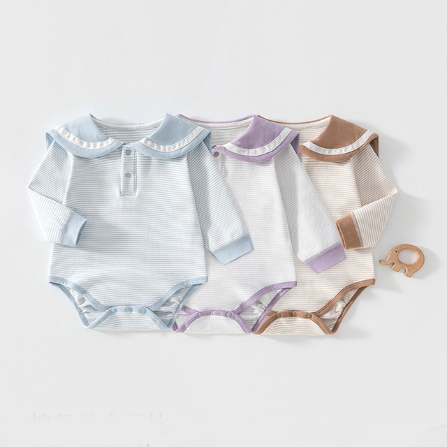【BABY】ボーダーセーラーロンパース