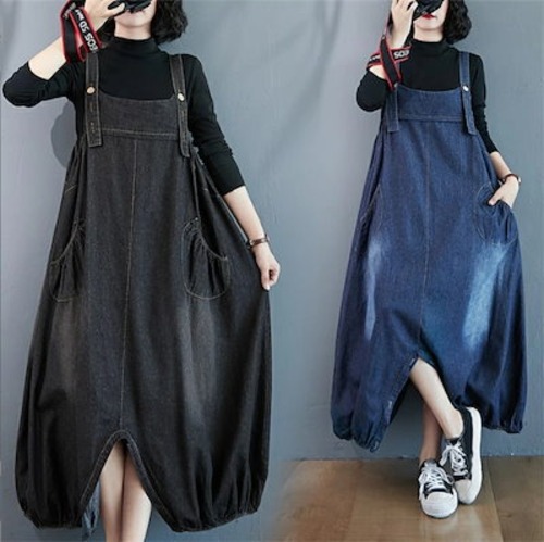デニムサロペット デニムパンツ レディース オールインワン カジュアル 春 秋 デニム パンツ ロング 大人 可愛い サロペットワンピー きれいめ ゆったり ポケット付き おしゃれ 体型カバー 着