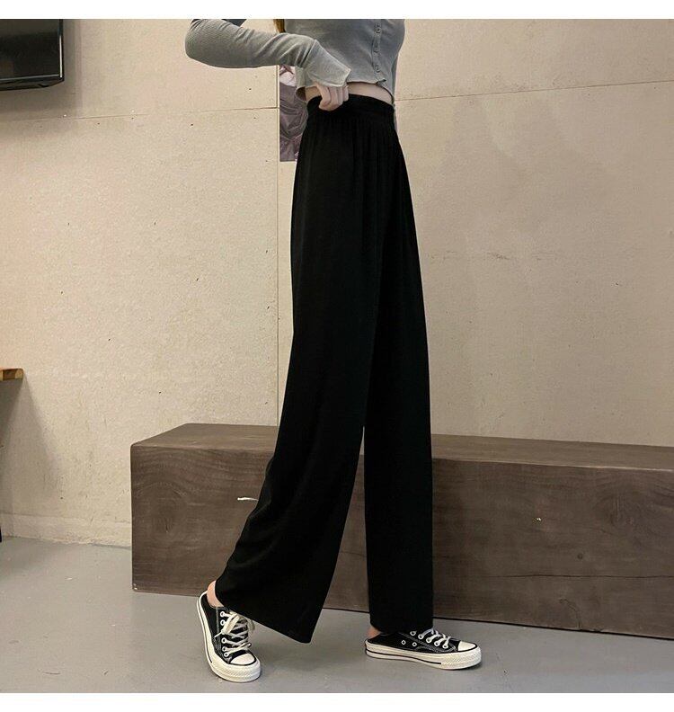 4色 ワイドレッグパンツ ハイウエスト ドレープ シンプル 薄手 5 パンツ ズボン レディース おしゃれ ファッション カジュアル 春