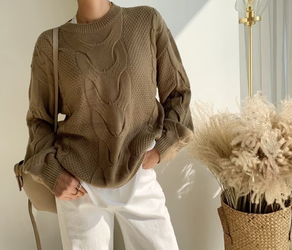 ペールカラーケーブルニット　AJ1079-1961