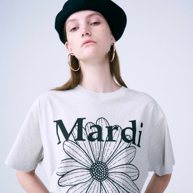 [MARDI MERCREDI] TSHIRT FLOWERMARDI_OATMEAL BLACK 正規品  韓国 ブランド 韓国ファッション 韓国代行 Tシャツ