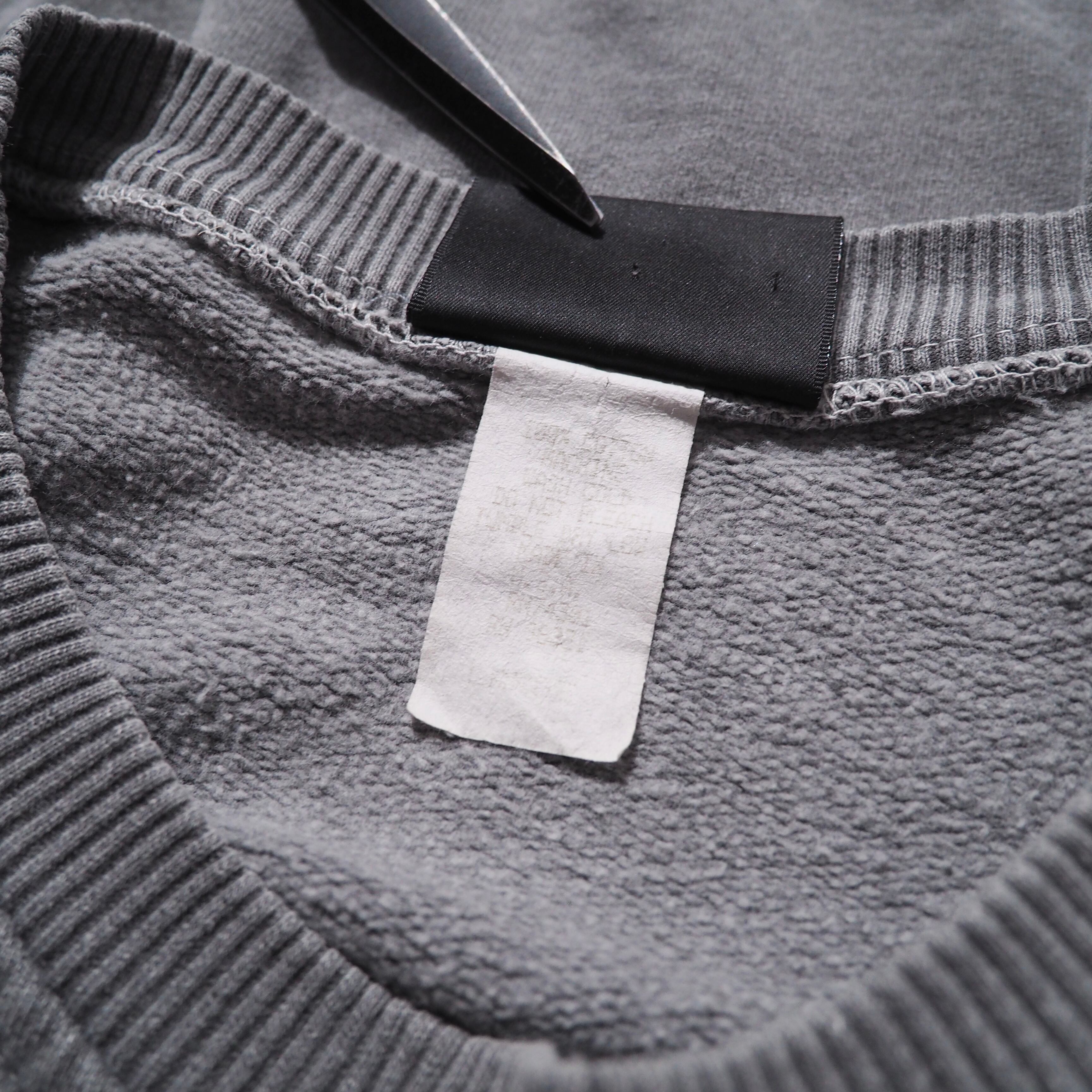 1990s " DKNY " Good Fade × Logo Printed vintage loose sweat shirt (Made in USA)