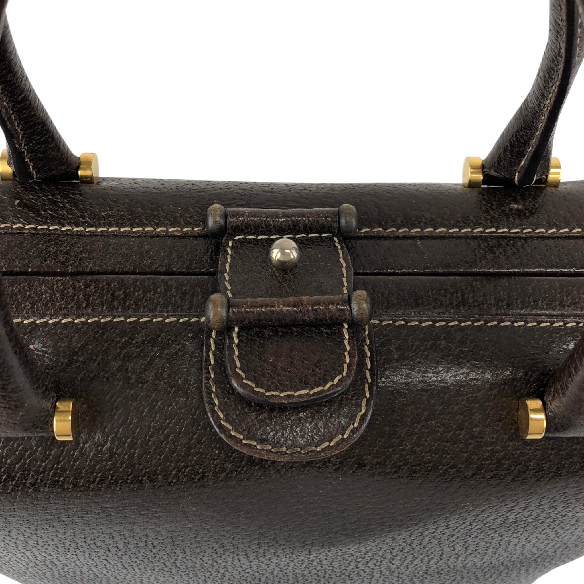 GUCCI グッチ ハンドバッグ ブラウン レザー がま口 vintage