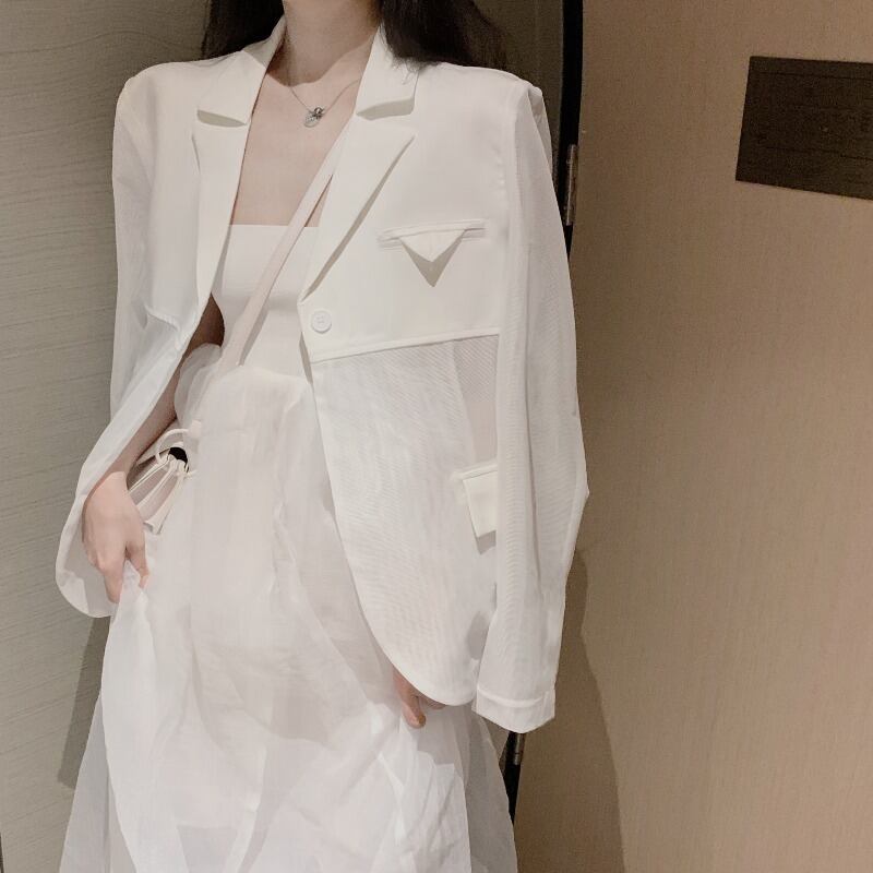 ネットヤーンホワイトスモールスーツウィメンズオータムシンスタイルフライドストリートスーツジャケット2020ニュールーストップ ブラックストロベリース74299712546