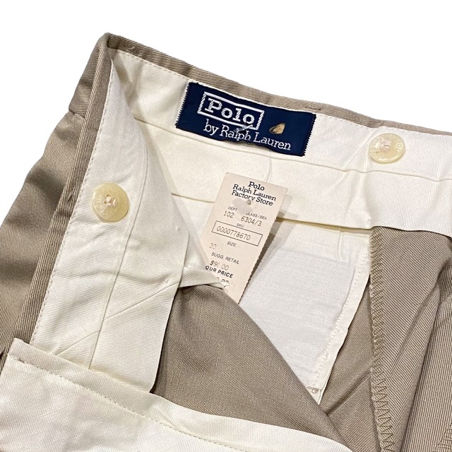 Deadstock 90's USA製 Polo Ralph Lauren 2Tuck Chino Pants W30 / ポロ・ラルフローレン  チノパンツ ポロチノ チノパン 古着 ヴィンテージ | WhiteHeadEagle