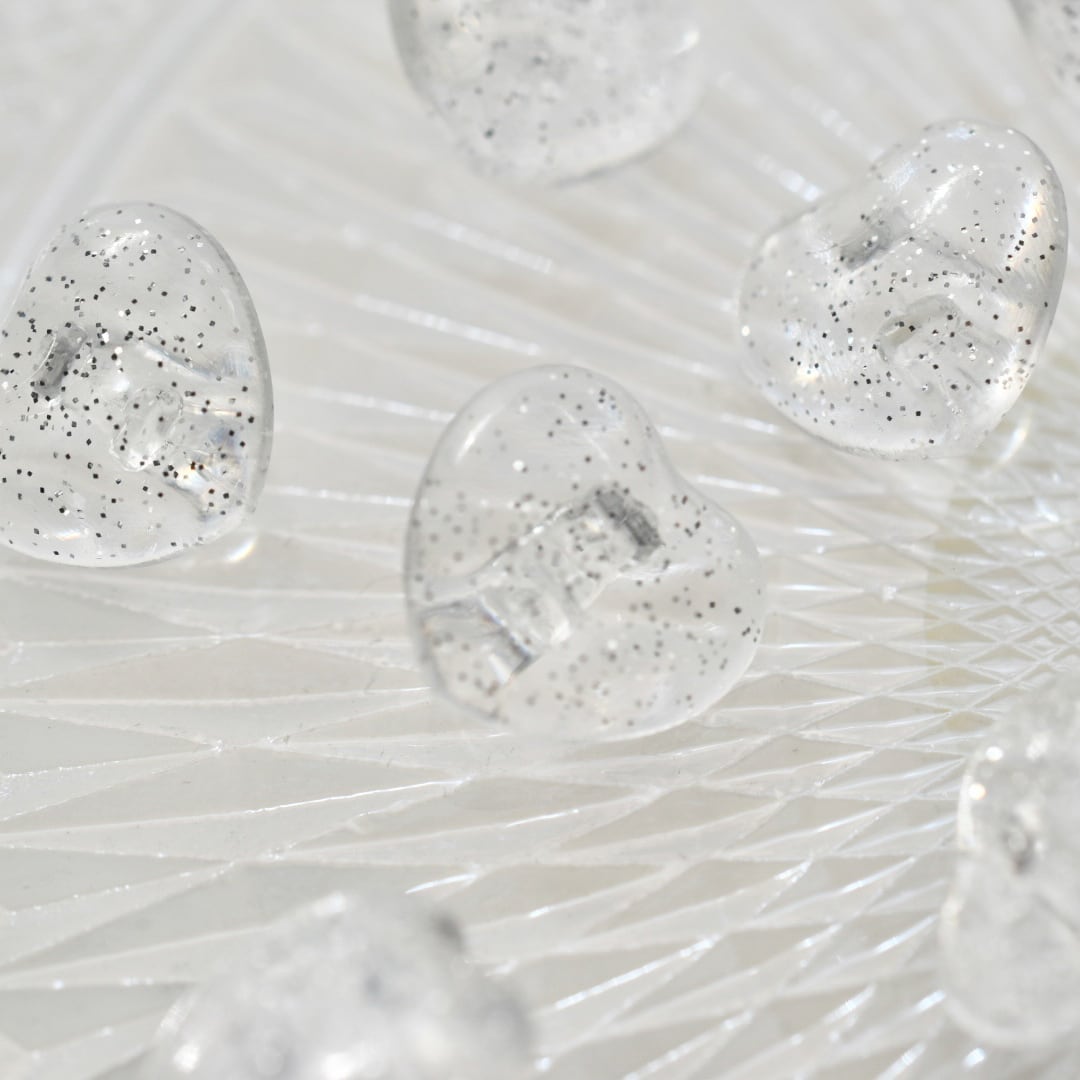 クリア×シルバーグリッターハート 13㎜
