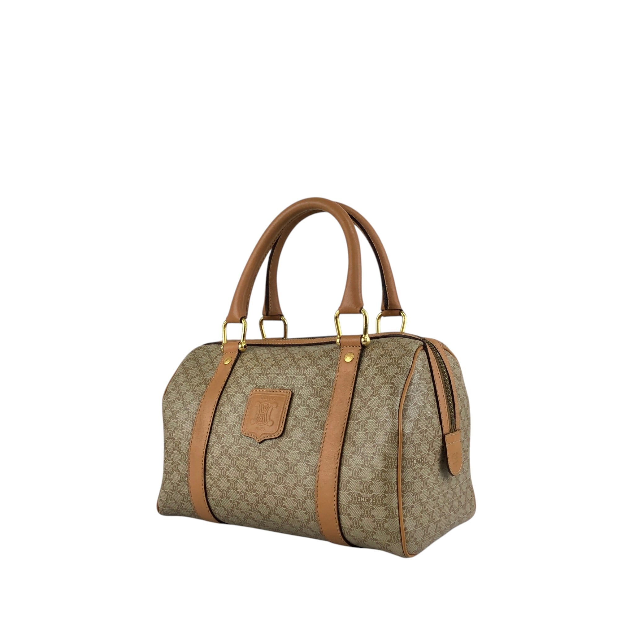 CELINE セリーヌ マカダム ショルダーバッグ ベージュ ブラゾン型押し