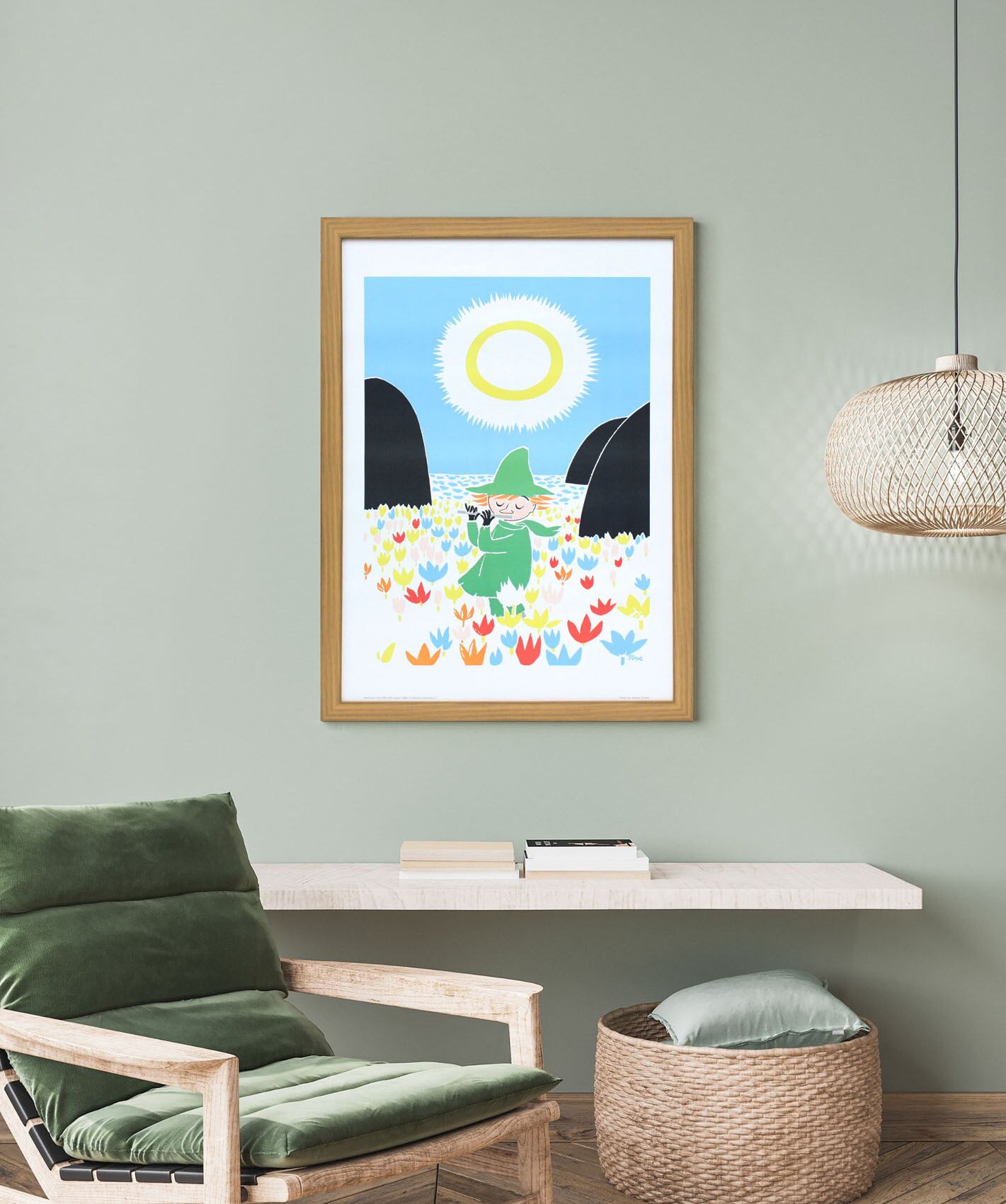 ムーミン 北欧 Putinki「スナフキンの横笛」送料無料 フレーム 展示用フック付アートポスター 絵画 インテリア アート