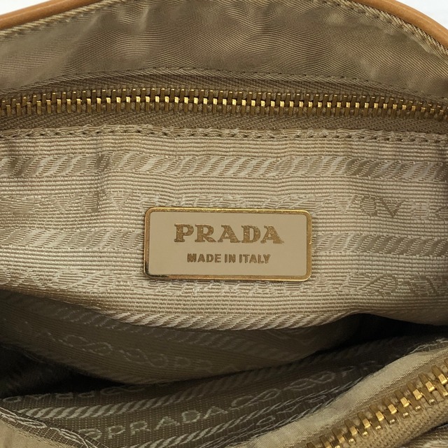 PRADA プラダ ハンドバッグ ベージュ トライアングルロゴ ナイロン サイドポケット vintage ヴィンテージ オールド a35ftn
