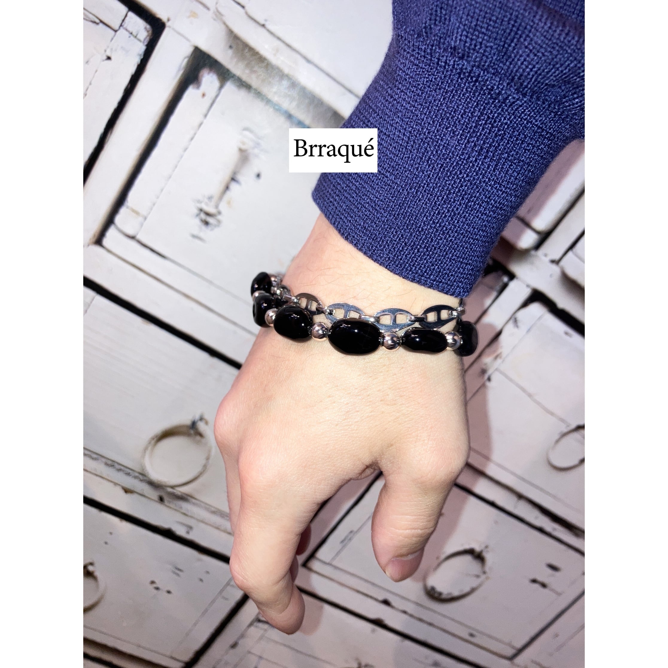 マルチストーン二連ブレスレットl | Brraqué