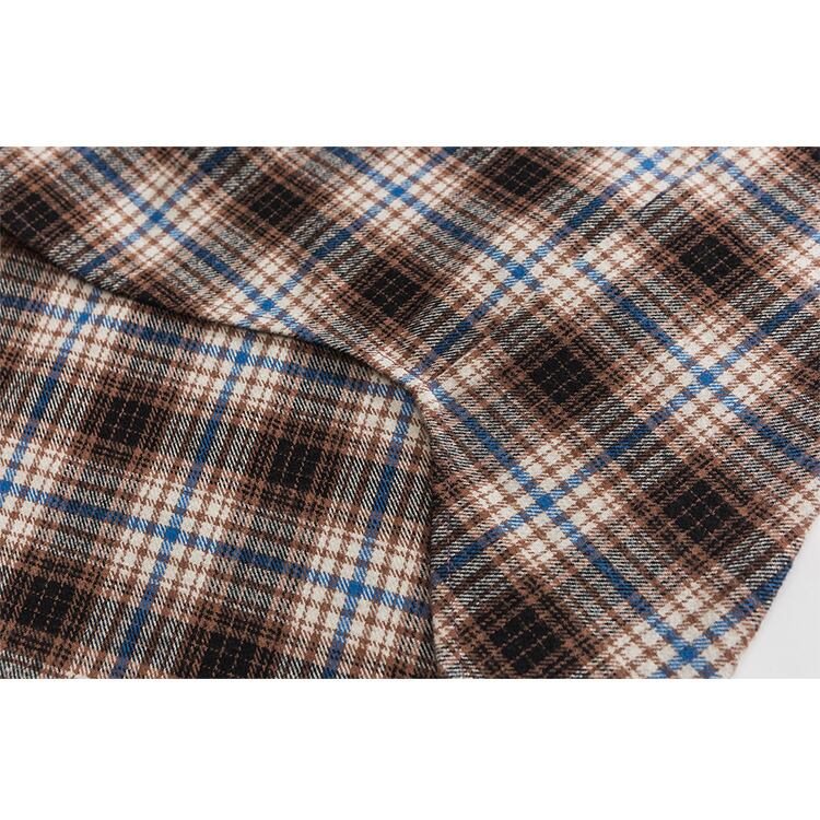 ★RETRO CONTRAST COLLAR STRIPED CHECK SHIRT　　　20369