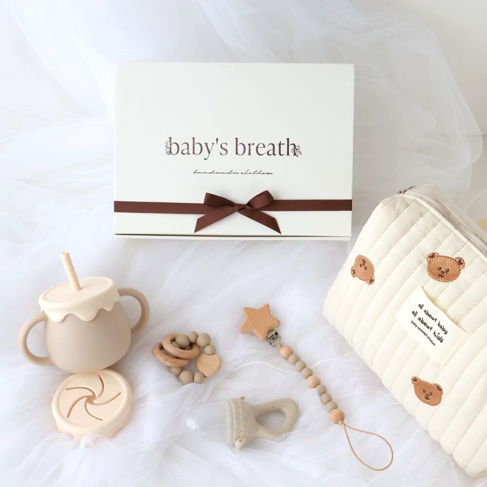 即納】出産祝いギフト5点セット 1.mocha | baby's breath