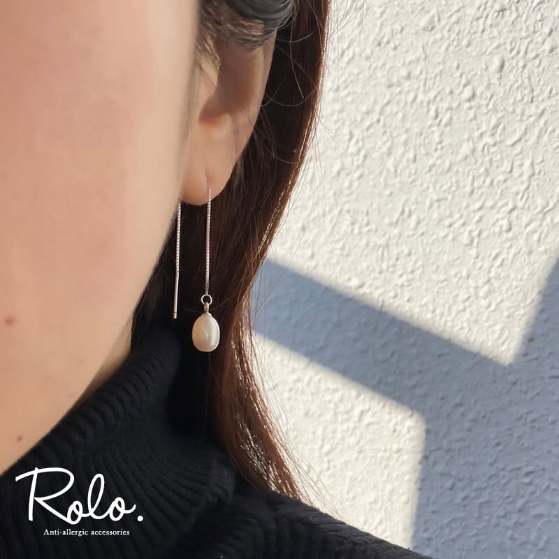 淡水パールチェーンピアス シルバー925 | roloshop