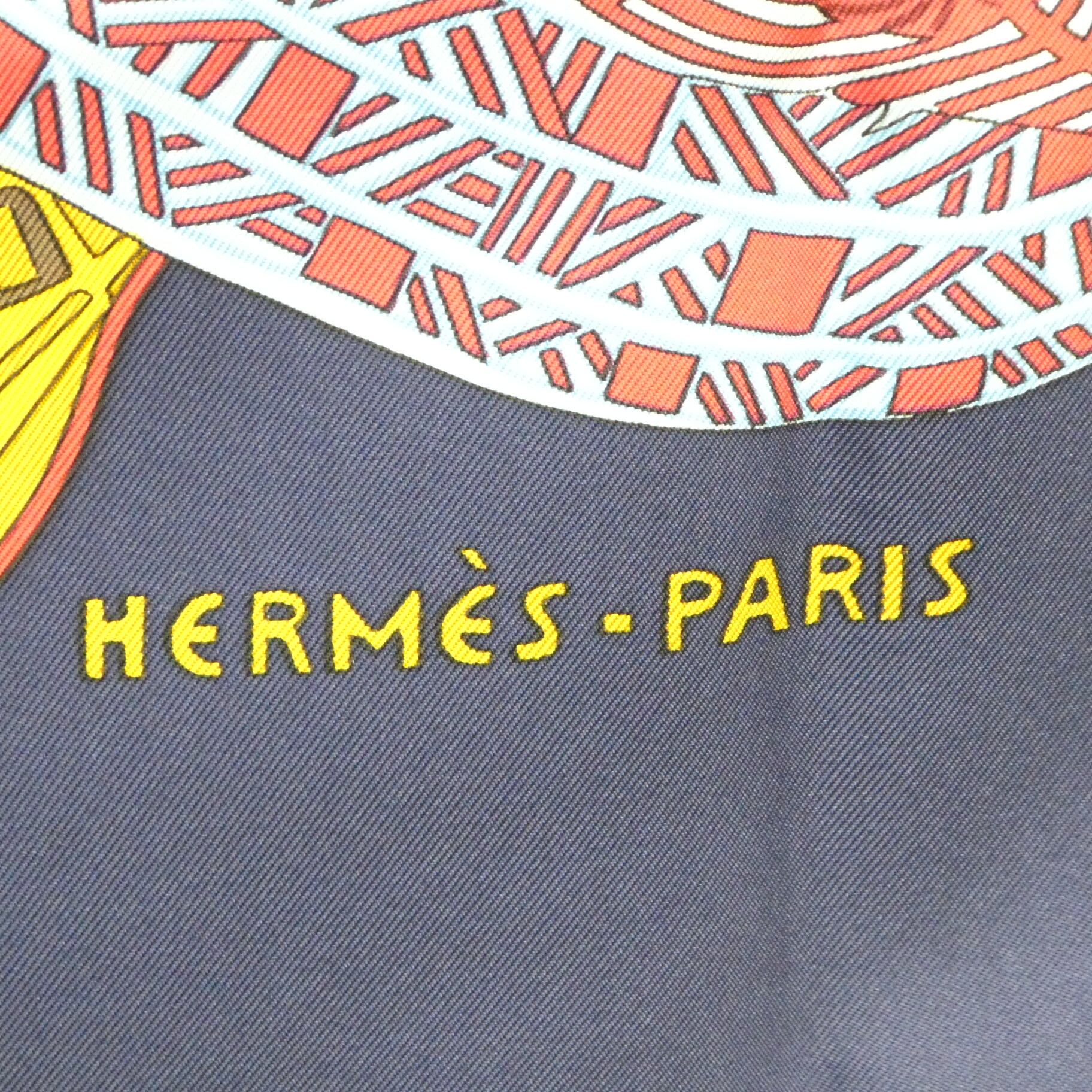 USED】HERMES エルメス カレ90 シルクスカーフ ステップ美術 ART des