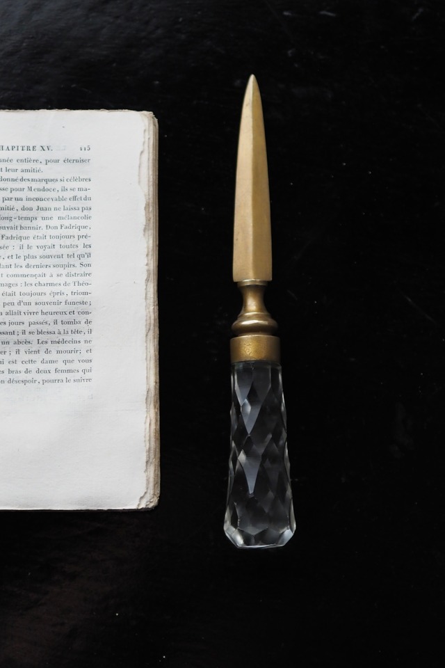カットガラス持ち手ペーパーナイフ-antique glass grip letter opener