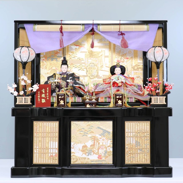 ピーカブーひな人形 ベーシックシリーズ 収納飾り 【平安絵巻 御所黒塗り】 ひな人形｜雛人形｜LED照明｜和モダン｜フラワー