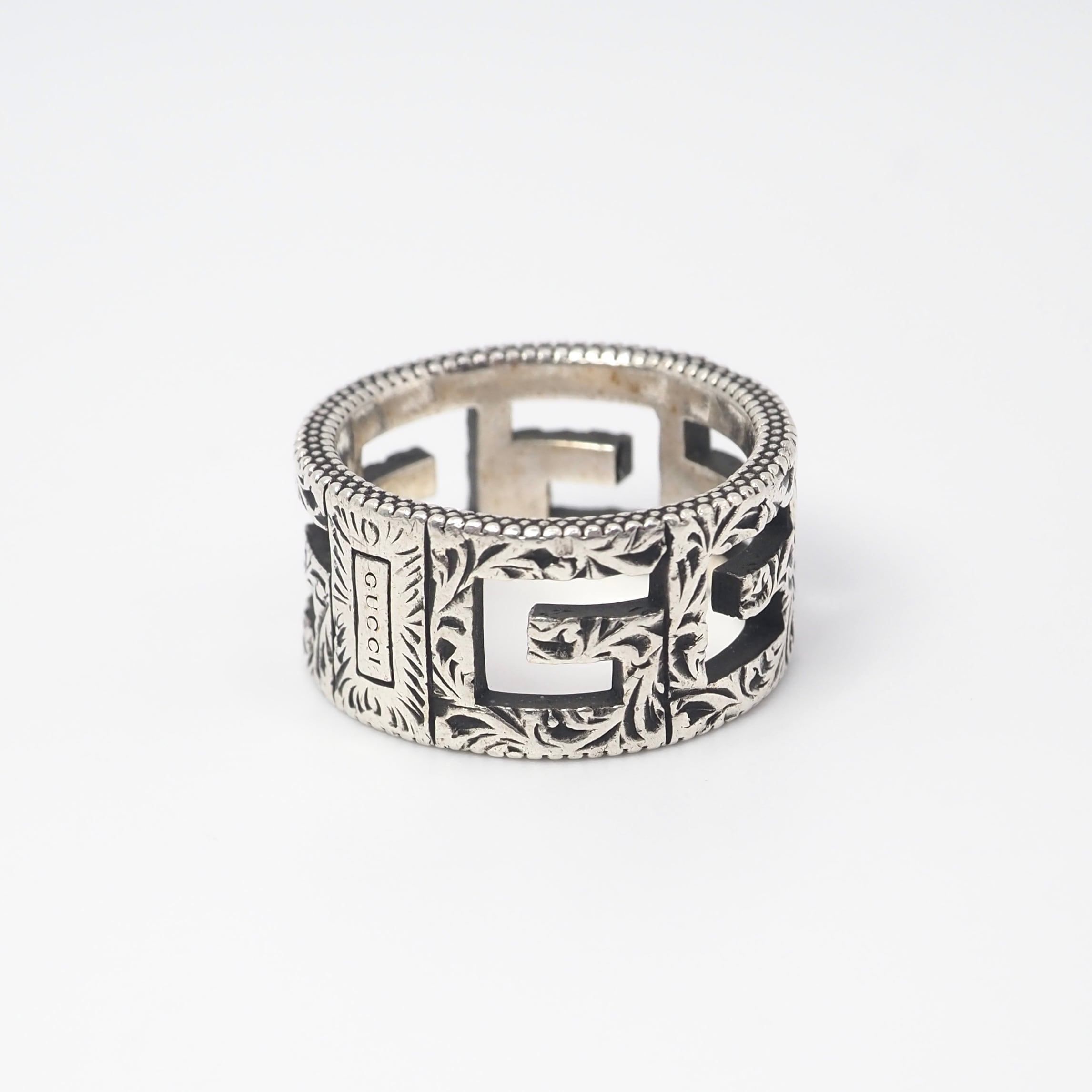 GUCCI 約16号 Gスクエア アラベスク リング シルバー925 グッチ