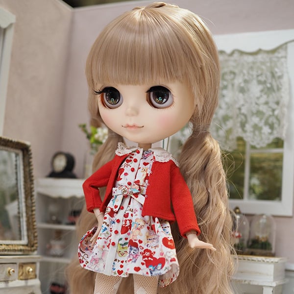 blythe _wm-073スモークピンクイタリア三つ編み✨ミディサイズウィッグ