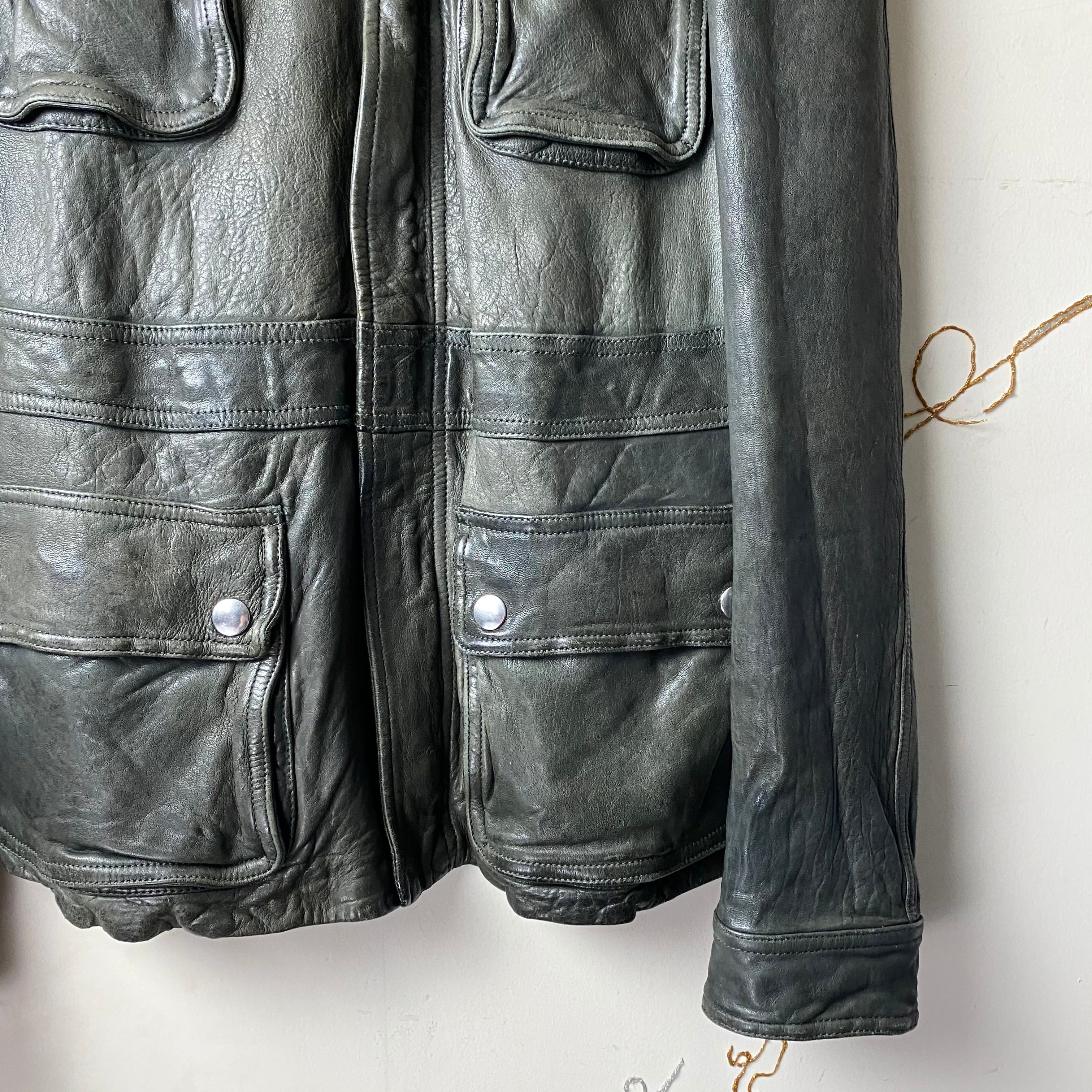 EMPORIO ARMANI leather coverall jacket | NOIR ONLINE
