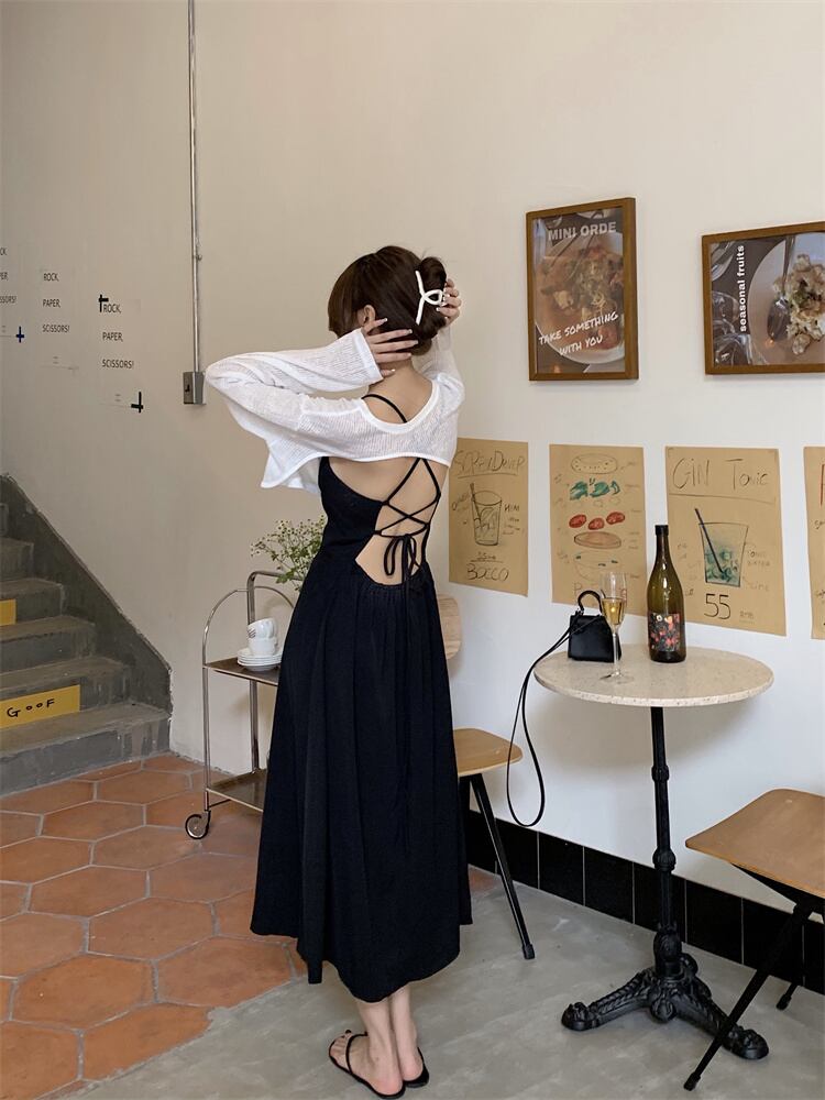 ホルタードレス レディースサマー薄手スカート ウェスト 夏物 ブラックストロベリース6415026128