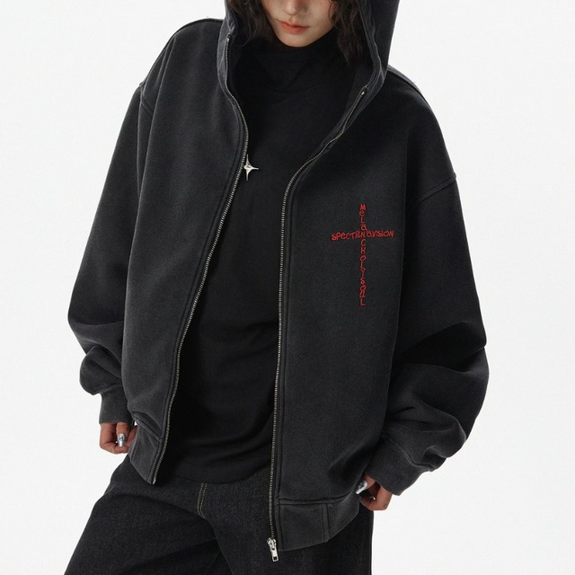 devil horn zip-up hoodie　デビルホーンジップパーカー　J2169