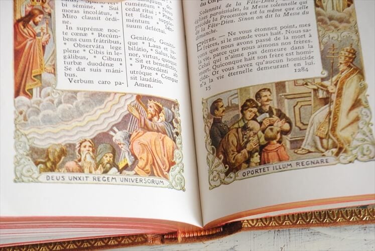 1930年代 フランス語 古い洋書 聖書 MISSEL 本革装丁 祈祷書