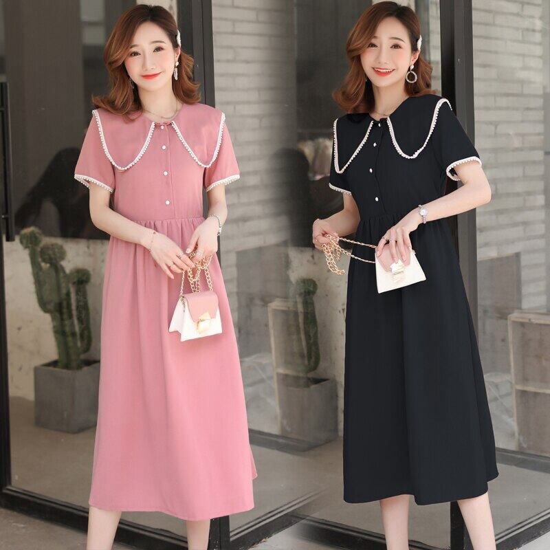 【新作】【送料無料】 夏のシフォン看護服ソリッド半袖マタニティドレス妊婦母乳育児ロングドレスC832 ショート ハーフスリーブ サマー 夏物 ソリッドカラー AL expec351728928883