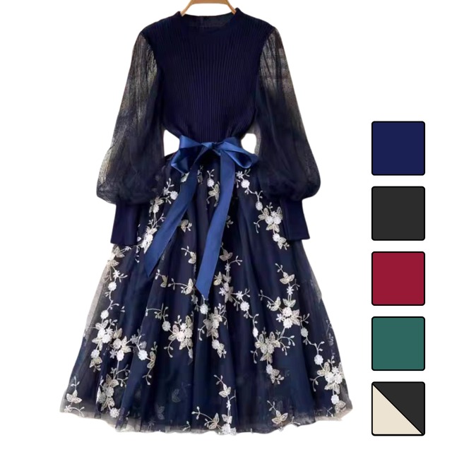 シアーエンブロイダリーワンピース 5color L2110