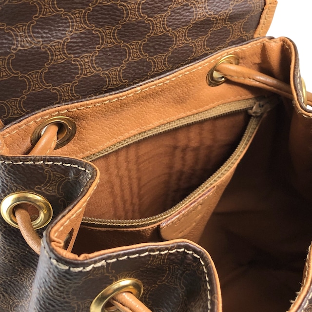 CELINE セリーヌ マカダム バックパック ブラウン ガンチーニ PVC vintage ヴィンテージ オールド jgndep