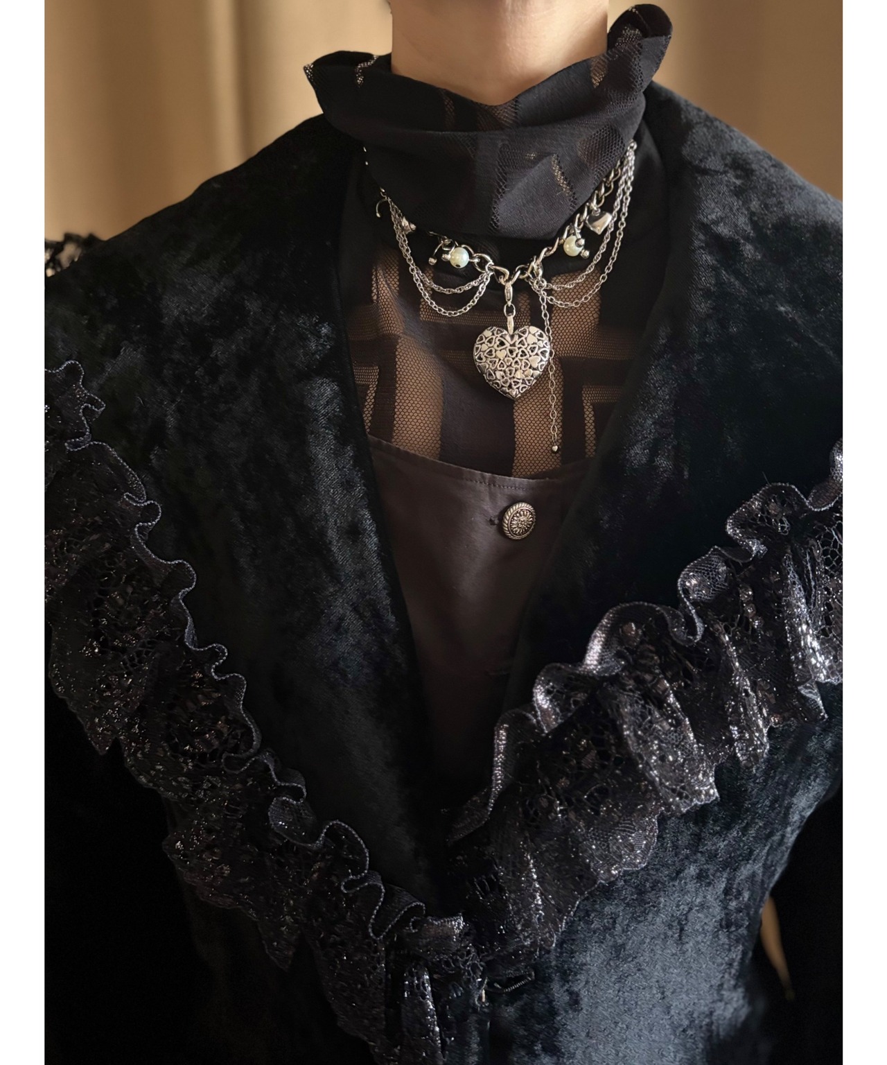 Yukiko Hanai frill velour jacket-5049-11