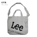 Lee トートバッグ 2WAY キャンバス A4対応 ショルダー付き ロゴ入り 通学 通勤 男女兼用 ユニセックス グレー